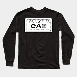 New Vintage Travel Location Qr  Los Angeles CA Long Sleeve T-Shirt